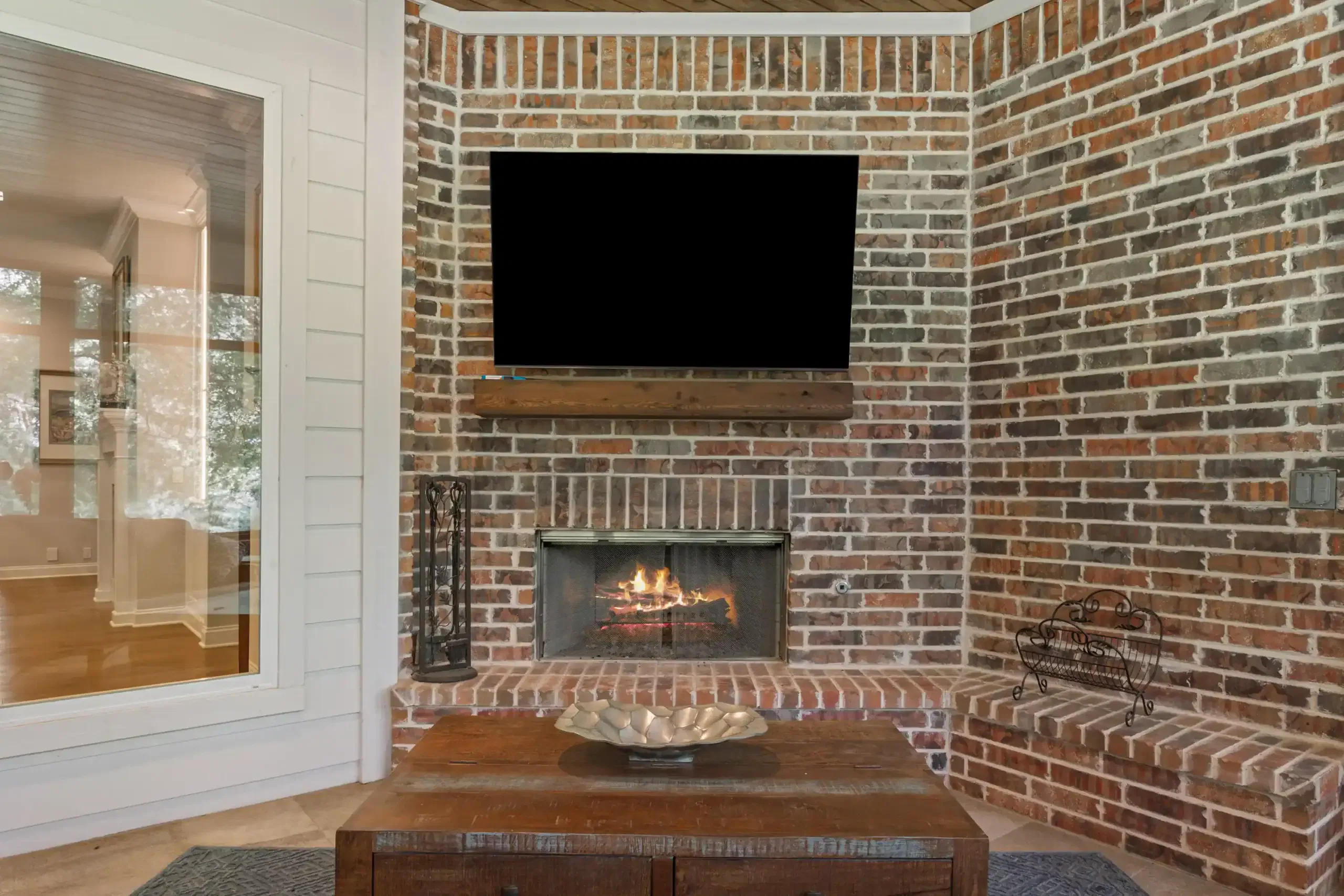 Keith Gunn Construction Waco, Texas Custom Home Builder Outdoor Living Brick Fireplace